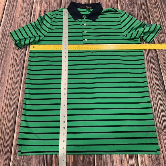 Ralph Lauren RLX Mens‎ Golf Polo Shirt Green Blue Striped Button Collar Large - Picture 6 of 9